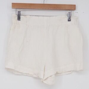 Monte Shorts Womens M Gauze White Elastic Waist Ruffle Hem Good